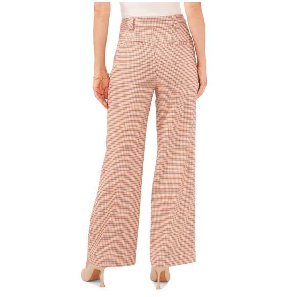 1.State Womens Pants 24W Orange Ginger Checker Plaid Wide Leg Trouser NWOT - Picture 2 of 10